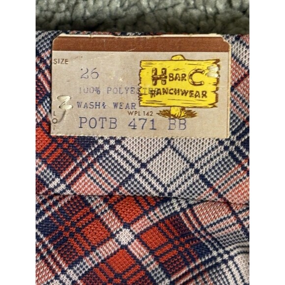 New Vtg 60's H Bar C Western Ladies Pants Plaid Polyester Flare Leg M - Picture 7 of 11